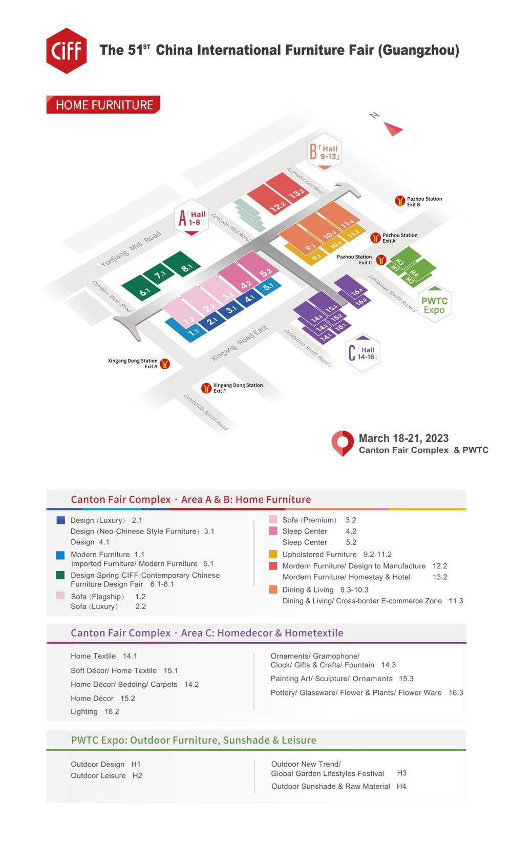 the floor plan of the 43rd edition of CIFF in Guangzhou·Pazhou